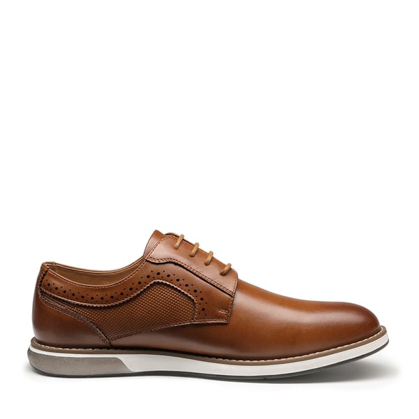 Men's Wide Vegan Leather Dress Sneakers - BROWN - 2