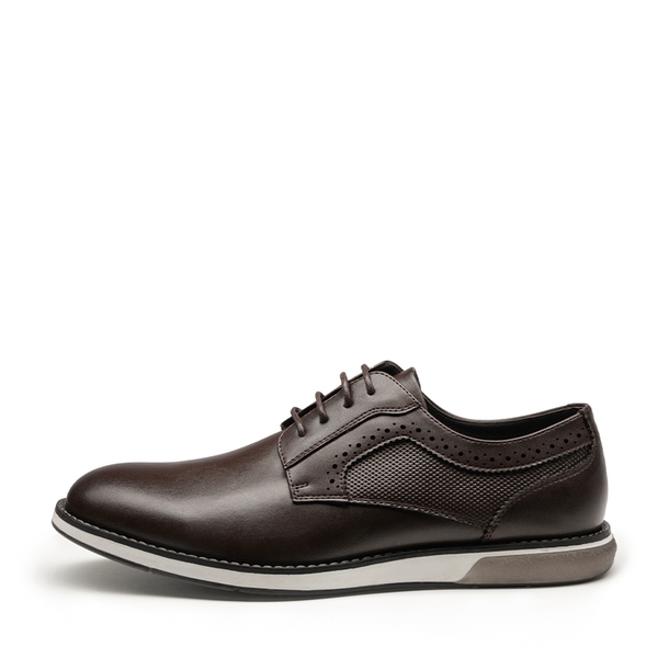 Men's Wide Vegan Leather Dress Sneakers - DARK BROWN - 1