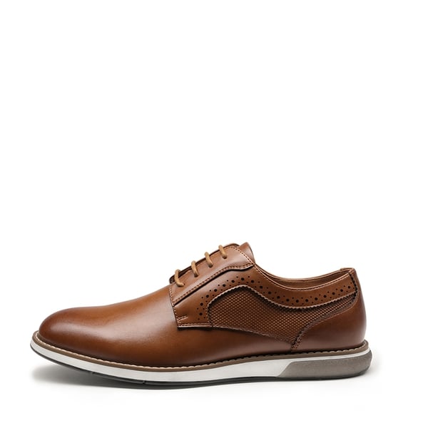 Men's Wide Vegan Leather Dress Sneakers - BROWN - 1