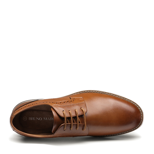 Men's Wide Vegan Leather Dress Sneakers - BROWN - 3