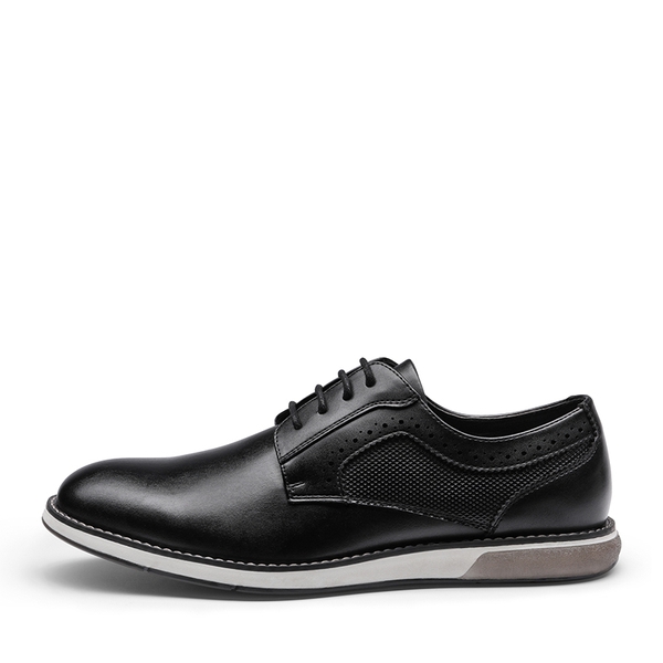 Men's Wide Vegan Leather Dress Sneakers - BLACK - 1