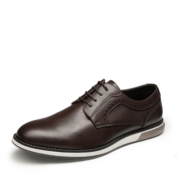 Men's Wide Vegan Leather Dress Sneakers - DARK BROWN -  0