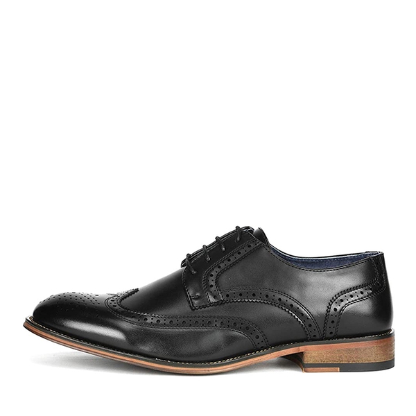 Men's Wide Wingtip Dress Shoes - BLACK - 1