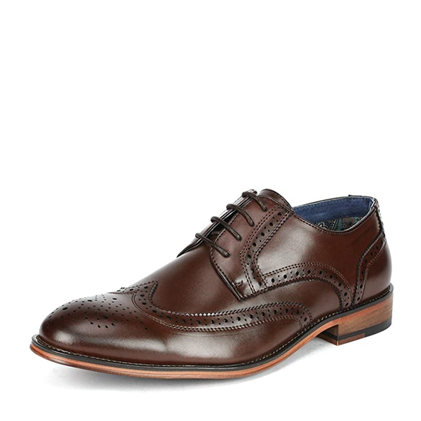Men's Wide Wingtip Dress Shoes - DARK BROWN -  0