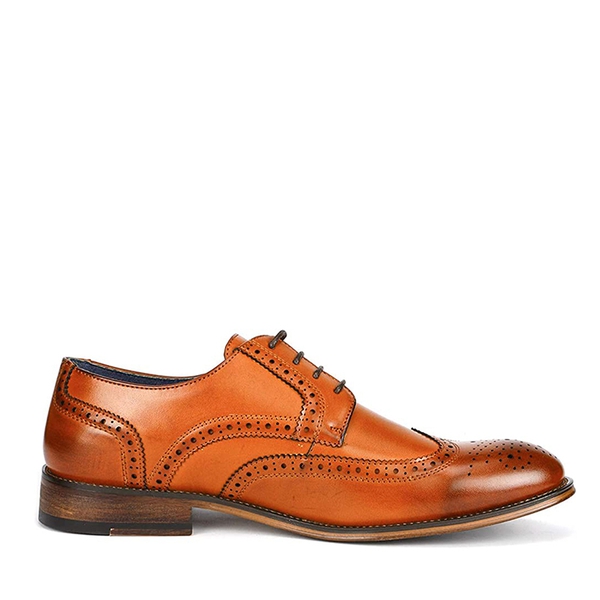 Men's Wide Wingtip Dress Shoes - BROWN - 2