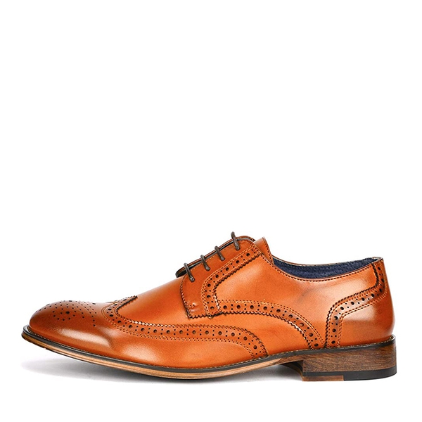 Men's Wide Wingtip Dress Shoes - BROWN - 1