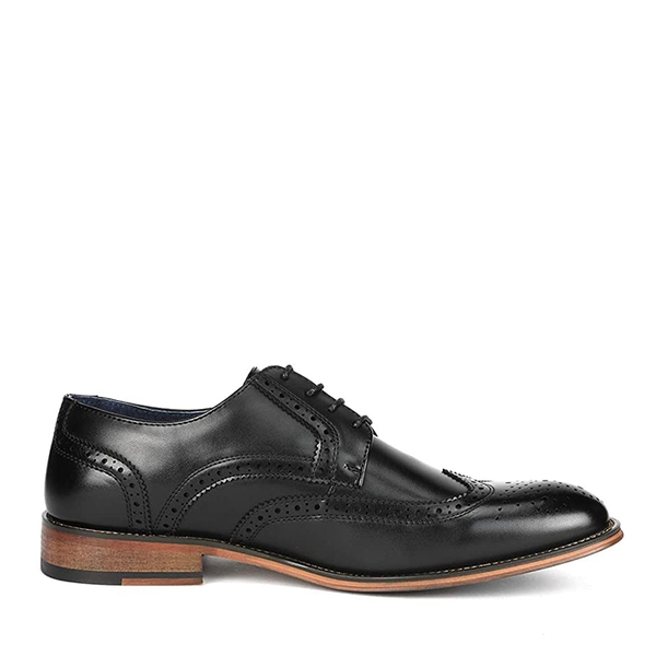 Men's Wide Wingtip Dress Shoes - BLACK - 2