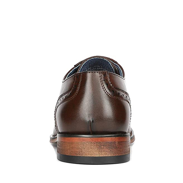 Men's Wide Wingtip Dress Shoes - DARK BROWN - 4