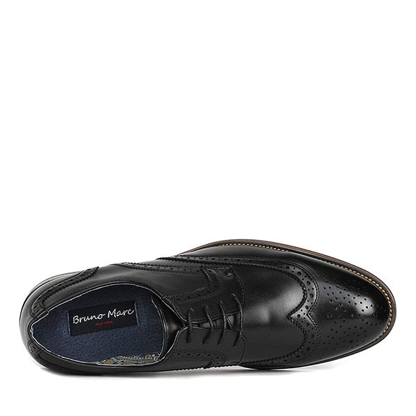 Men's Wide Wingtip Dress Shoes - BLACK - 3