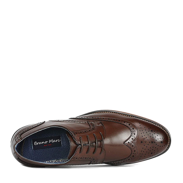 Men's Wide Wingtip Dress Shoes - DARK BROWN - 3