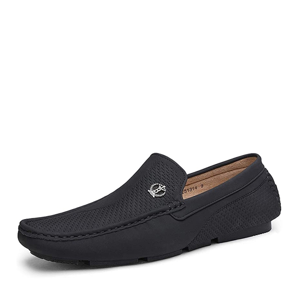 Men's Vegan Leather Slip-On Casual Loafers - BLACK -  0