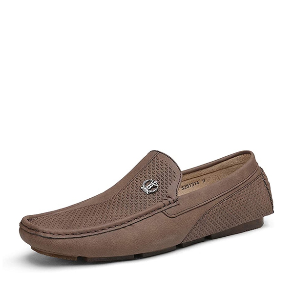 Men's Vegan Leather Slip-On Casual Loafers - BROWN -  0