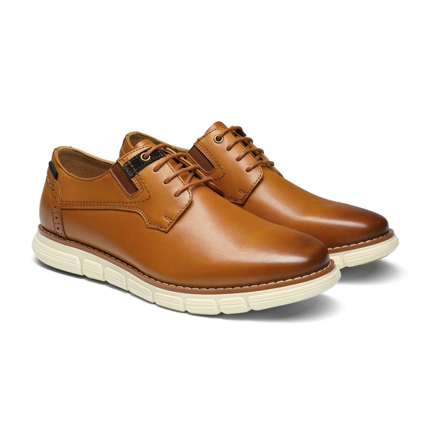 [CrossFlex NeatPolish-] Men's Vegan Leather Oxford Dress Sneakers - BROWN - 3