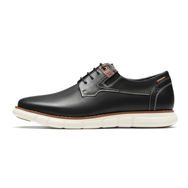 [CrossFlex NeatPolish-] Men's Vegan Leather Oxford Dress Sneakers - BLACK - 2