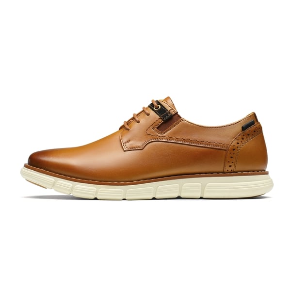 [CrossFlex NeatPolish-] Men's Vegan Leather Oxford Dress Sneakers - BROWN - 2