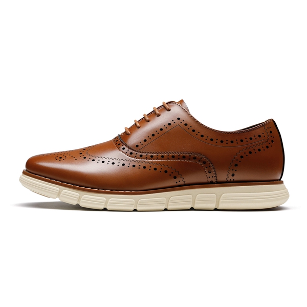 [CrossFlex NeatPolish+] Men's Wingtip Oxford Dress Sneakers - BROWN - 2