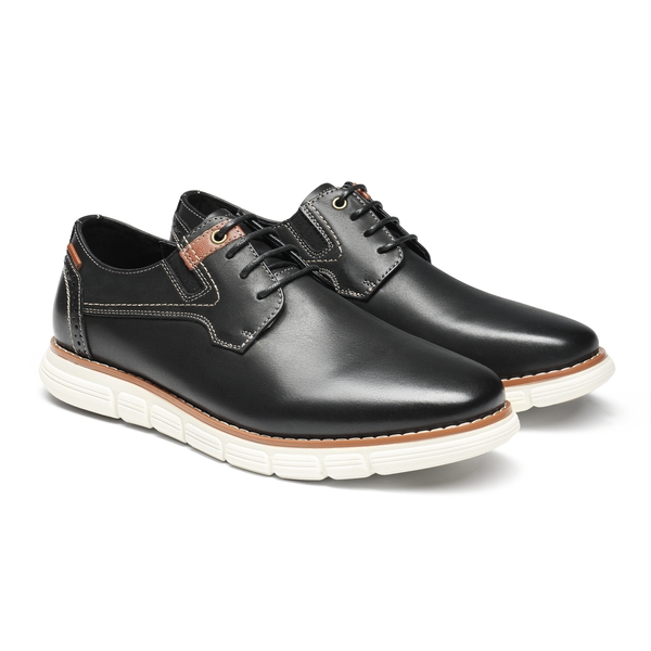 [CrossFlex NeatPolish-] Men's Vegan Leather Oxford Dress Sneakers - BLACK - 3