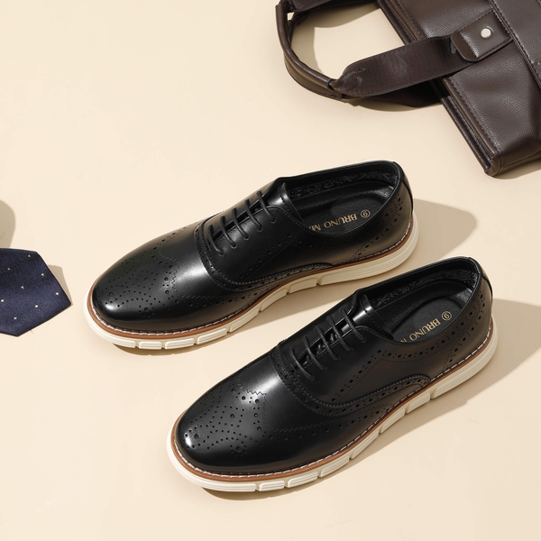 [CrossFlex NeatPolish+] Men's Wingtip Oxford Dress Sneakers - BLACK - 1