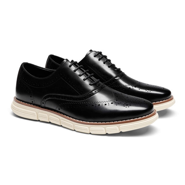 [CrossFlex NeatPolish+] Men's Wingtip Oxford Dress Sneakers - BLACK - 3