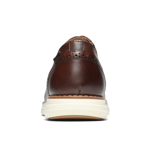 [CrossFlex NeatPolish-] Men's Vegan Leather Oxford Dress Sneakers - DARK-BROWN - 4