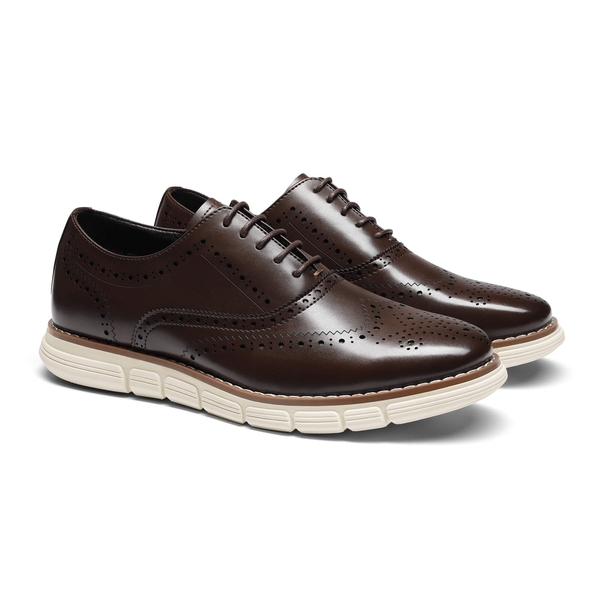 [CrossFlex NeatPolish+] Men's Wingtip Oxford Dress Sneakers - DARK-BROWN - 3