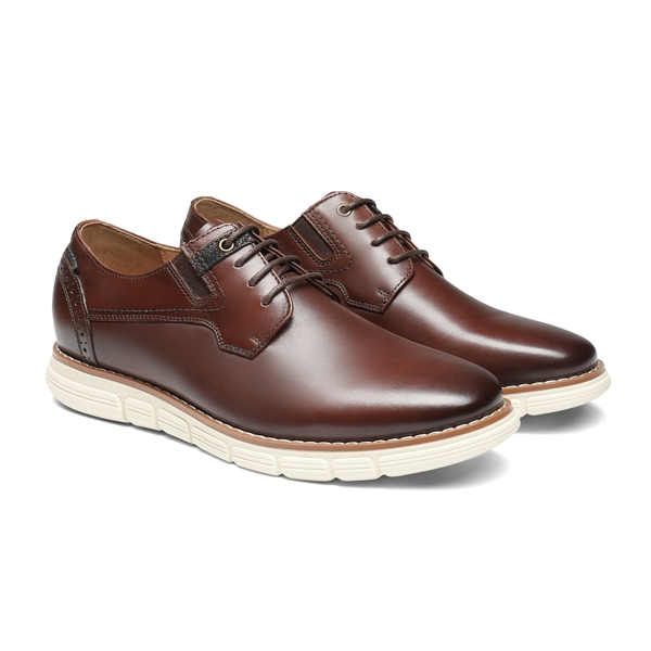 [CrossFlex NeatPolish-] Men's Vegan Leather Oxford Dress Sneakers - DARK-BROWN - 2