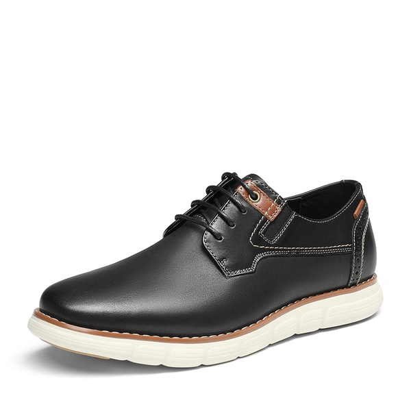 [CrossFlex NeatPolish-] Men's Vegan Leather Oxford Dress Sneakers - BLACK -  0