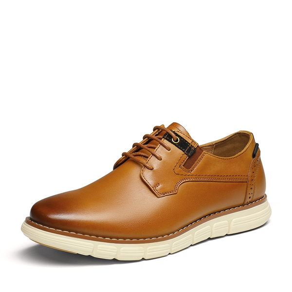 [CrossFlex NeatPolish-] Men's Vegan Leather Oxford Dress Sneakers - BROWN -  0