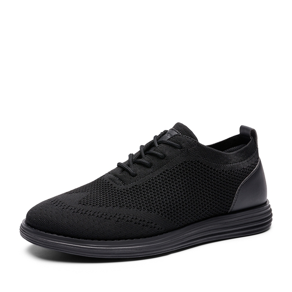 [KnitFlex Breeze+] Men's Breathable Mesh Oxford Sneakers - ALL BLACK -  0
