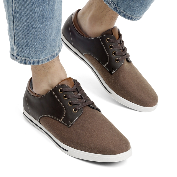 Men's Comfortable Lace-Up Oxford Sneakers - DARK BROWN - 1