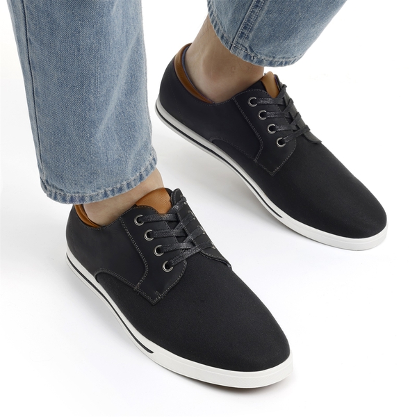 Men's Comfortable Lace-Up Oxford Sneakers - BLACK - 1