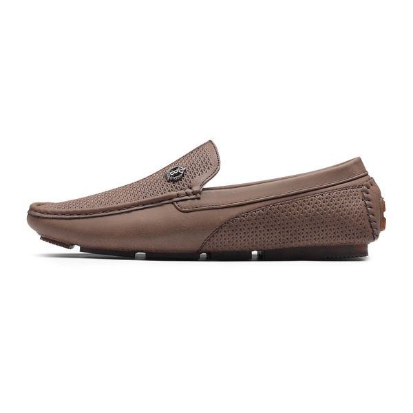 Men's Vegan Leather Slip-On Casual Loafers - BROWN - 2