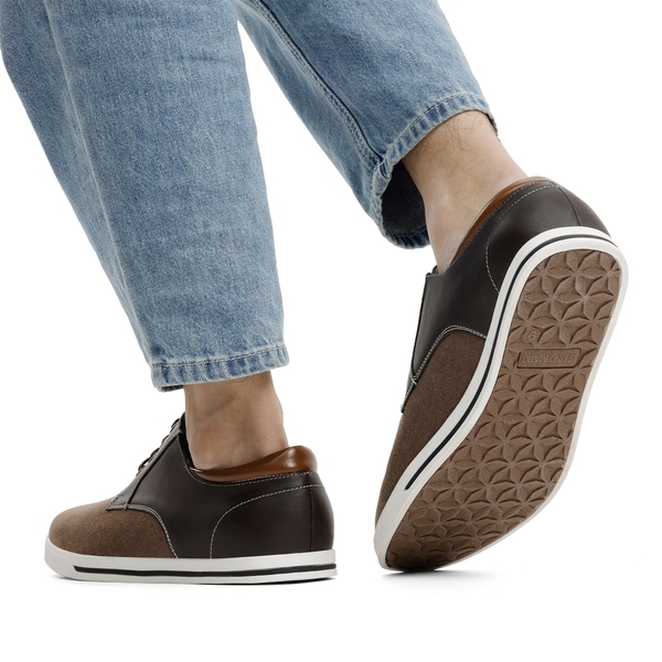 Men's Comfortable Lace-Up Oxford Sneakers - DARK BROWN - 7