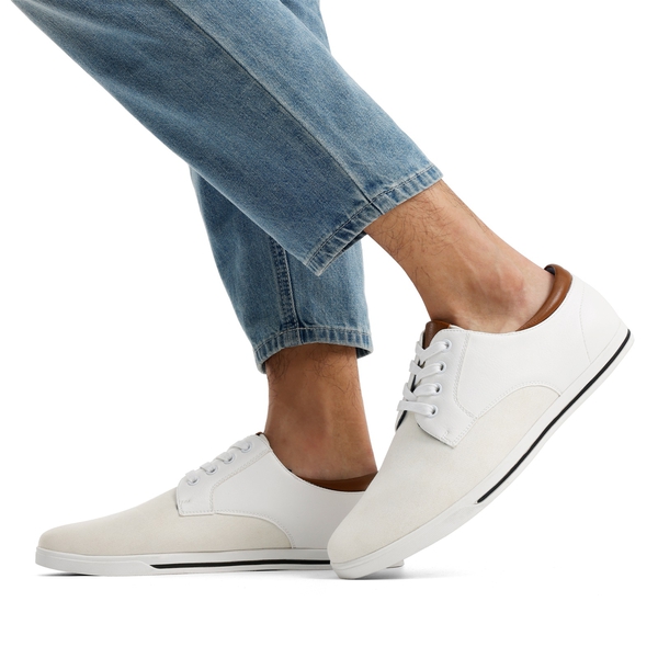 Men's Comfortable Lace-Up Oxford Sneakers - WHITE - 7