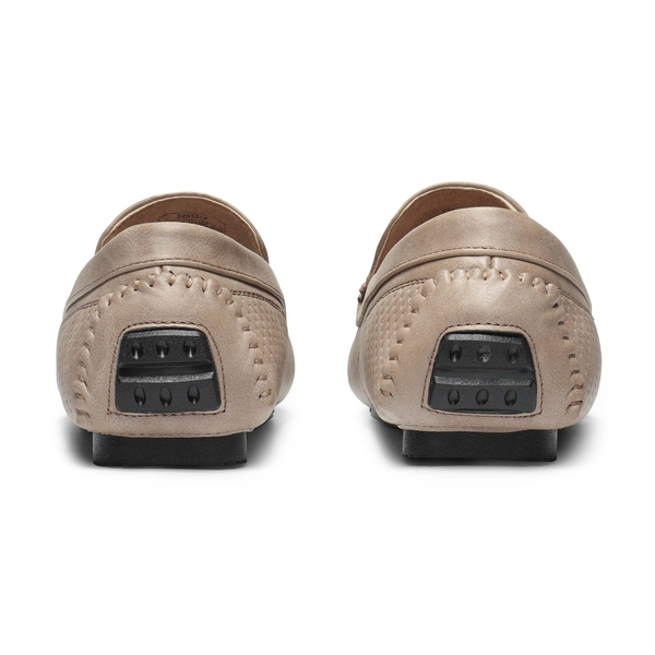 Men's Vegan Leather Slip-On Casual Loafers - BEIGE - 5