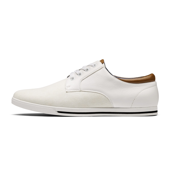 Men's Comfortable Lace-Up Oxford Sneakers - WHITE - 2