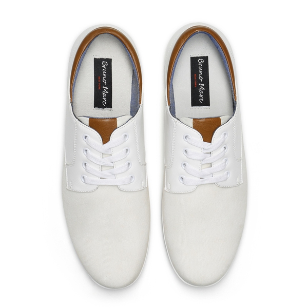 Men's Comfortable Lace-Up Oxford Sneakers - WHITE - 4