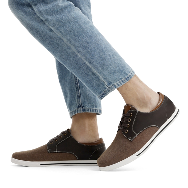 Men's Comfortable Lace-Up Oxford Sneakers - DARK BROWN - 6