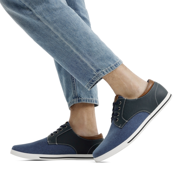 Men's Comfortable Lace-Up Oxford Sneakers - NAVY - 6