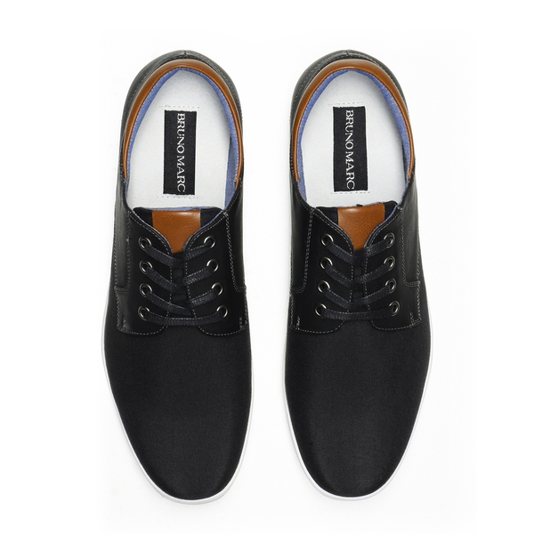 Men's Comfortable Lace-Up Oxford Sneakers - BLACK - 4