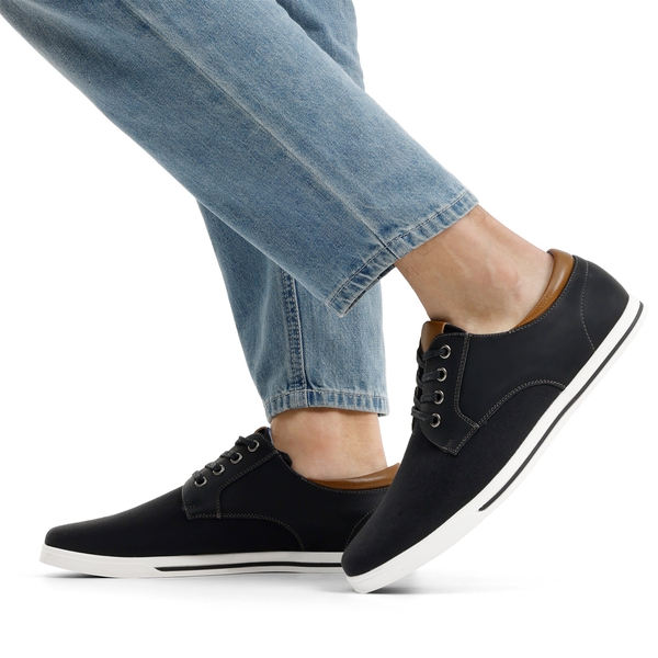 Men's Comfortable Lace-Up Oxford Sneakers - BLACK - 6