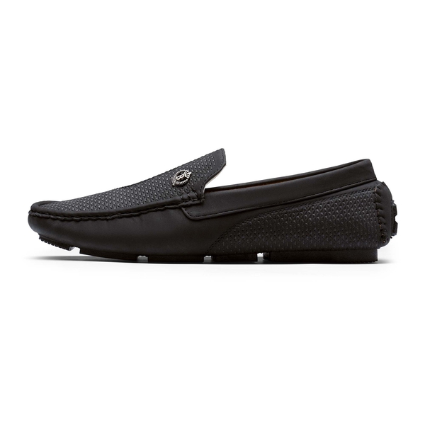 Men's Vegan Leather Slip-On Casual Loafers - BLACK - 2