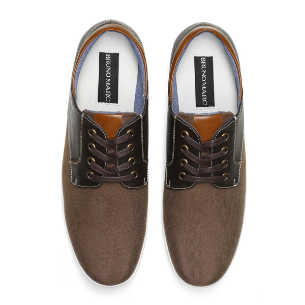 Men's Comfortable Lace-Up Oxford Sneakers - DARK BROWN - 4