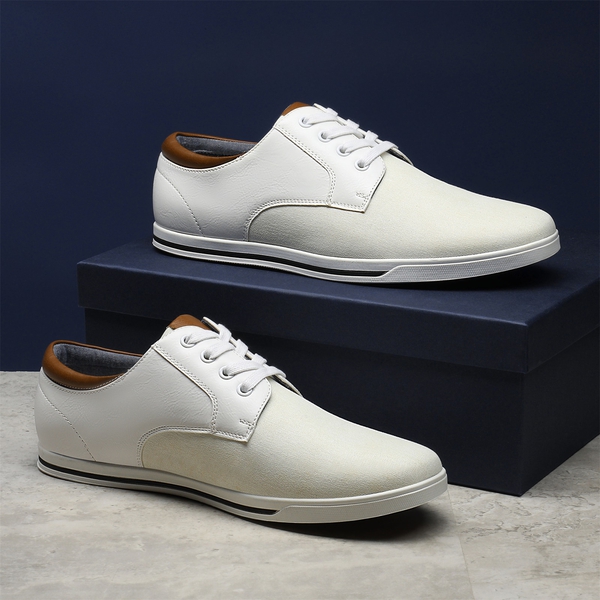 Men's Comfortable Lace-Up Oxford Sneakers - WHITE - 6