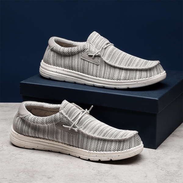 Men's Comfortable Slip-On Knit Loafers - GREY - 7