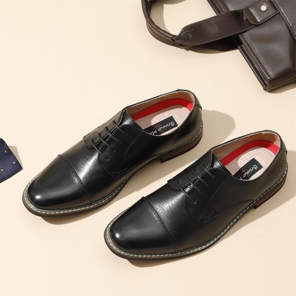 Men's Lace-Up Classic Oxford Shoes - BLACK - 1