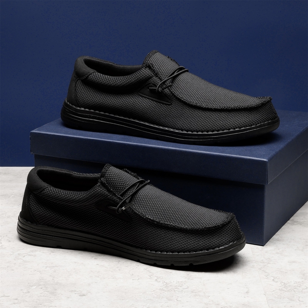 Men's Comfortable Slip-On Knit Loafers - BLACK - 8