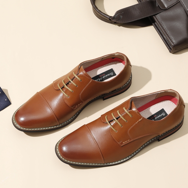 Men's Classic Wingtip Dress Shoes - BROWN - 1