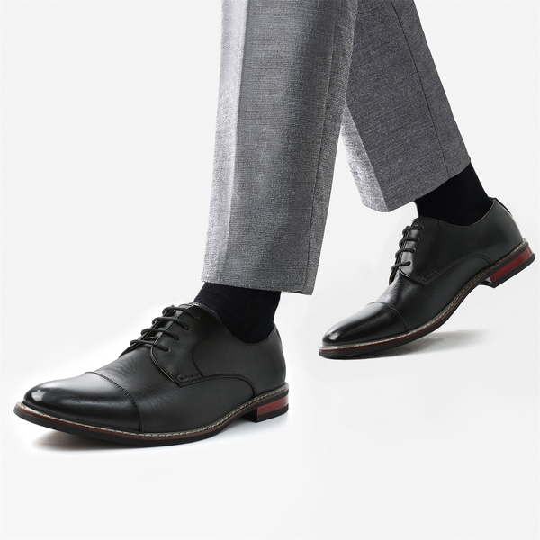 Men's Lace-Up Classic Oxford Shoes - BLACK - 7