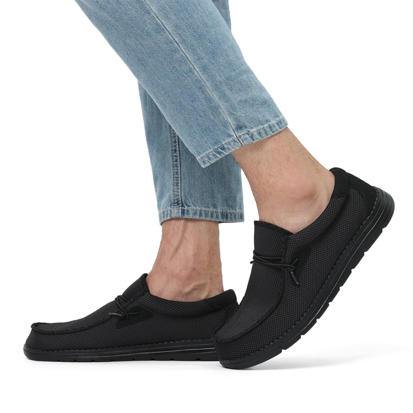 Men's Comfortable Slip-On Knit Loafers - BLACK - 6